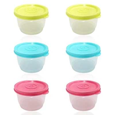 Image of YSDYY 6 Piece Food Storage Containers with Lid Set, Kitchen Leak proof Container Reusable, Stackable, for Microwaves, Freezer Safe and Dishwasher (160 ml),Blue,cyan,pink