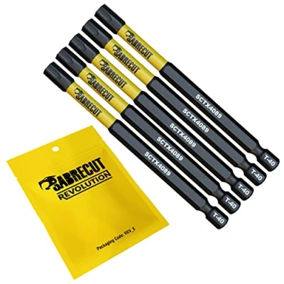 Image of 5 x SabreCut SCTX4089_5 89mm T40 TX40 Magnetic Impact Screwdriver Driver Bits Set Torx Heavy Duty Compatible with Dewalt Milwaukee Bosch Makita and More