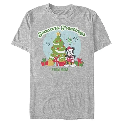 Image of Disney Mickey Classic Greetings from Mom Organic Short Sleeve T Shirt, Melange Grey, L