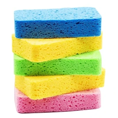 Image of Temede Large Cellulose Sponges, Kitchen Sponges for Dish, 1.2&quot; Thick Heavy Duty Scrub Non Scratch Dish Scrubber Sponge Household, Cookware, Bathroom, Compressed Packaging 5pcs