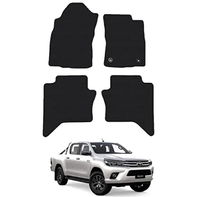 Image of Rubber Floor Mats for the Toyota HiLux (2016 2020) [Only suitable models with a manual gearbox] Custom Van Accessory Tailored fit Heavy Duty, Waterproof &amp; Anti Slip Work Clips