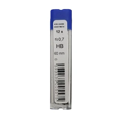 Image of KOH I NOOR Fine Graphite Leads for 0.7mm Diameter 60mm HB Mechanical Pencil, 12 Count (Pack of 1)