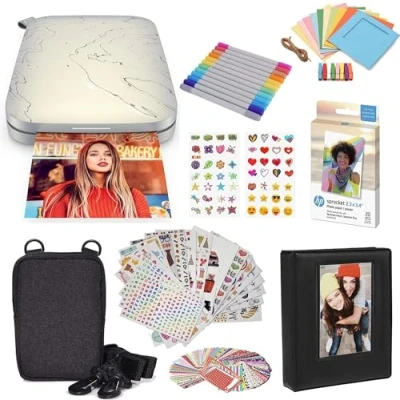Image of HP Sprocket Select Portable Instant Photo Printer for Android and iOS devices (Eclipse) Starter Bundle