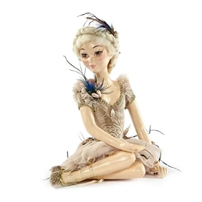 Image of Goodwill: Tulle Resin and Fabric Cream Gold Sitting Peacock Doll, Christmas Ornament 25cm