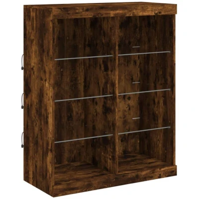 Image of vidaXL Sideboard with LED Lights Smoked Oak 81x37x100 cm