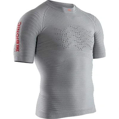Image of X BIONIC Men Effektor 4.0 Run Short Sleeve Shirt Dolomite Grey/Sunset Orange, Large