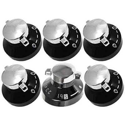 Image of bartyspares® SIX STOVES &amp; NEW WORLD Gas Oven Flame Control Knob Hob Cooker Switch Silver Black