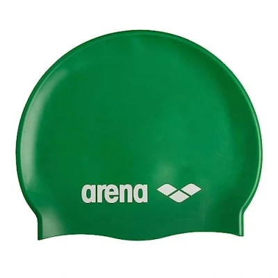 Image of Arena Classic Unisex Soft Silicone Swim Cap for Women and Men, Intensive Training Racing Comfortable Non Slip Long Hair Swimming Hat, Green