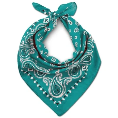 Image of Teal Bandana For Men &amp; Women Cotton Headband Paisley Hair Bandanas Pirate Scarf Headwear Cycling Cowboy Sports Neckerchief