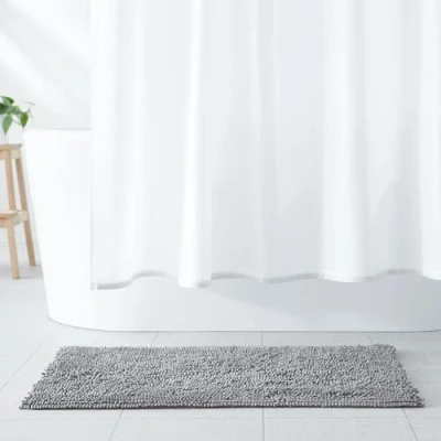 Image of Amazon Basics Non Slip Microfiber Bathroom Bath Mat, Platinum, 53 x 87 cm