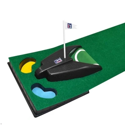 Image of PGA Tour 6ft (1.8m) Automatic Ball Return Putting Mat, greengreyblue