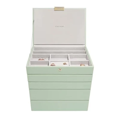 Image of Stackers Sage Green Classic Medium Jewellery box Set of 5