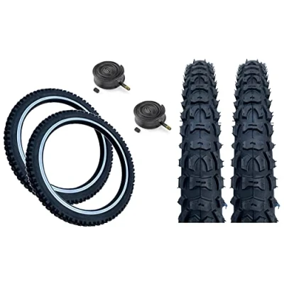 Image of PAIR Baldy&#039;s 16 x 2.0 BLACK Kids Mountain Bike Chunky Tyres And Schrader Tubes
