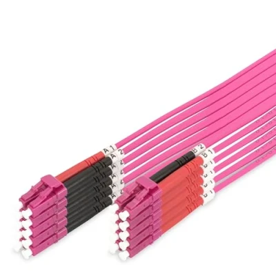 Image of DIGITUS DK 2533 03 4 OM4 Fibre Optic Cable Pack of 5 3m LC to Duplex Fiber 1/10/40/100Gbps MM Multimode LAN Type: 50/125µ Purple (Purple)