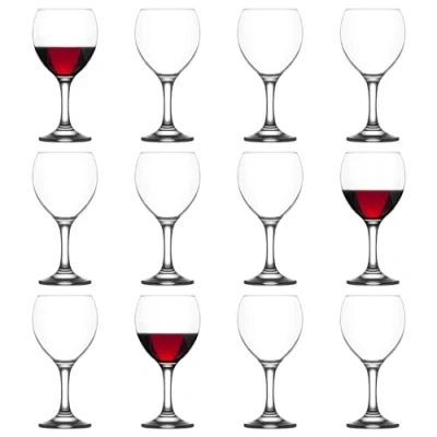 Image of LAV 12x 260ml Misket Red Wine Glasses Large Dishwasher Safe Glass Wedding Christmas Birthday Party Drinking Glassware Goblet Gift Set