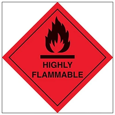 Image of V Safety Hazard diamond Highly flammable 200x200mm Magnetic Sign