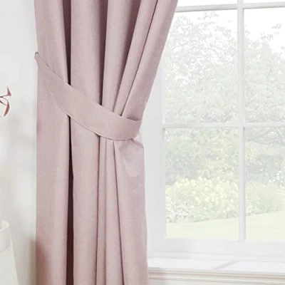 Image of Sundour Eclipse Blackout Pencil Pleat Curtains Rose Pink 46x90 Fully Lined Curtain Taped Top