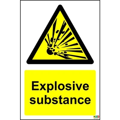 Image of Warning Explosive Substance Safety Sign 1.2mm Rigid Plastic 300mm x 200mm
