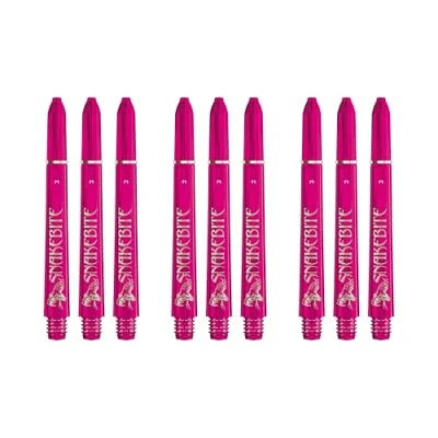 Image of RED DRAGON Peter Wright Snakebite Signature Polycarbonate Pink Medium Dart stems 3 sets per pack (9 in total)