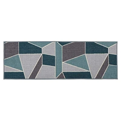 Image of JVL Fiora Machine Washable Runner Mat, 50 x 150 cm, Duck Egg, One Size
