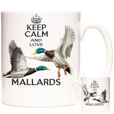 Image of Mallard Coffee Mug. Keep Calm Love Mallards. Duck 11oz Ceramic Gift for Lovers. Theme Mug