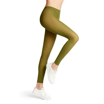 Image of FALKE Women&#039;s Pure Matt 50 DEN W LE Semi Opaque Plain 1 Pair Leggings, Green (Vegetal 7471) new eco friendly, S M