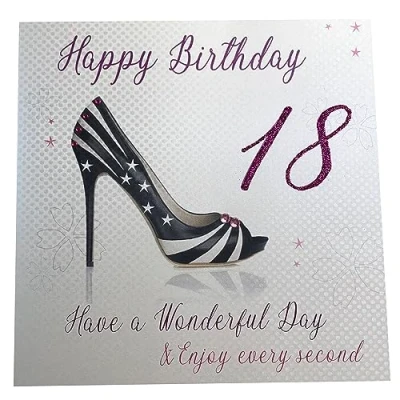 Image of white cotton cards 1 Piece Happy Birthday Have A Wonderful Extra Large 18th Card, Shoe,22cm x 22cm