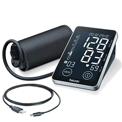 Image of Beurer BM58 Upper Arm Blood Pressure Monitor Certified medical device Software compatible for on going health monitoring Arrhythmia detection Colour coded WHO risk indicator