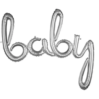 Image of Amscan 3668811 Script Phrase: &#039;Baby&#039; Silver