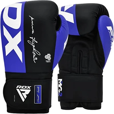 Image of RDX Boxing Gloves, Maya Hide Leather Training Gloves for Muay Thai, Kickboxing, Sparring, Punch Bag, Kickboxing Martial Arts Training, Home Gym, Men, Women, 8 10 12 14 16 oz
