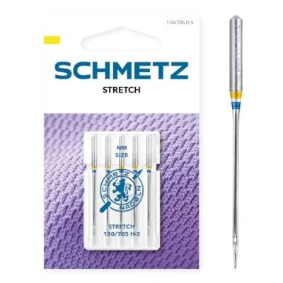 Image of SCHMETZ Domestic sewing Machine Needles 5 Stretch 130/705 H S Needle size 90/14 For working with elastic fabrics thicker threads Can be used on almost conventional household machines