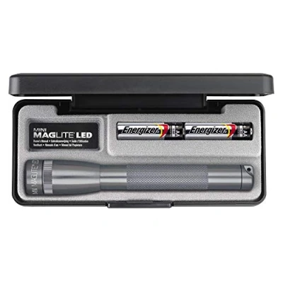 Image of Maglite SP22097F Mini 2AA Multimode LED Torch 17 cm with Max. 31 Hours Battery Life Incl. 2 AA Batteries in Case Titanium Grey