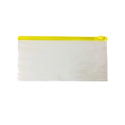 Image of Pack of 12 DL Yellow Zip Zippy Bags Document Clear Plastic Transparent Storage Wallet by Janrax