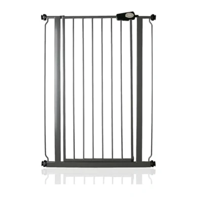 Image of Safetots Extra Tall Metal Safety Gate Pressure Fit, 75cm 82.6cm, Slate Grey, 104cm in Height, Stair Gate, Baby Easy Installation