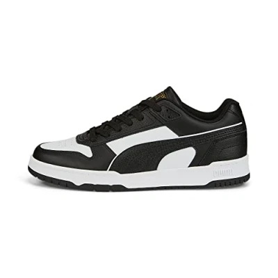 Image of Puma RBD GAME Unisex Trainers, Size: 5.5, Black/white/team gold leather and imitation