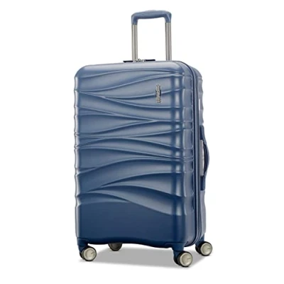 Image of American Tourister Cascade Hardside Expandable Luggage with Spinner Wheels, Slate Blue, 20 Inch Spinner, Wheels