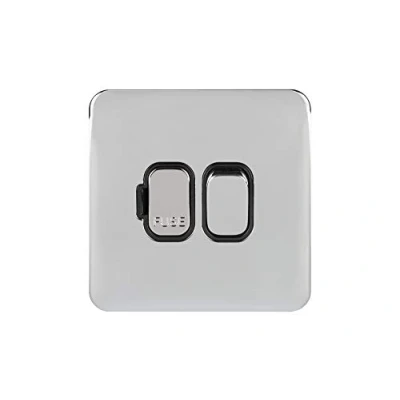 Image of Schneider Electric Lisse Screwless Deco Switched Single Fused Connection Unit, 13A, Double Pole, GGBL5010BPC, Polished Chrome with Black Insert