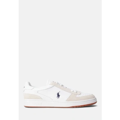 Image of POLO Ralph Lauren CRT Ppathletic Trainers, Size: 10, White/newport navy Leather and textile