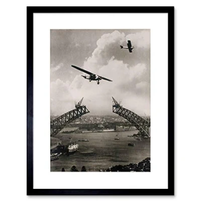 Image of Wee Blue Coo VINTAGE PHOTOGRAPH ARCHITECTURE SYDNEY HARBOUR BRIDGE FRAMED ART PRINT MOUNT B12X3721