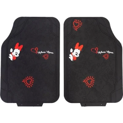 Image of Pair of Minnie Mouse PVC Car Mats Universal 44 x 65 cm Black Red
