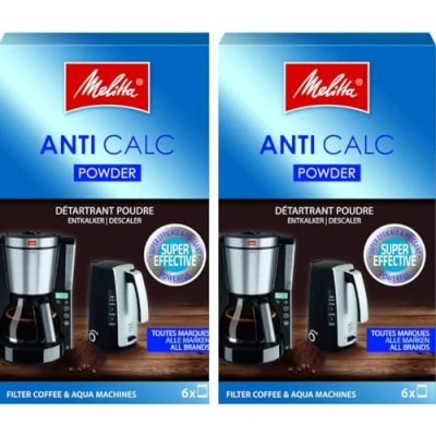 Image of Melitta Anti Calc Powder Descaler for Filter Coffee Machines, Article 192632, 12 Bags of 20 g 2 Pack