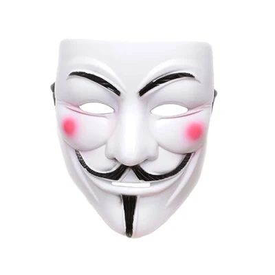 Image of Gifts 4 All Occasions Limited SHATCHI Unisex Adult Anonymous V for Vendetta Guy Fawkes Fancy Dress Costume Halloween Trick or Treat White Face Mask with Elasticated Strap