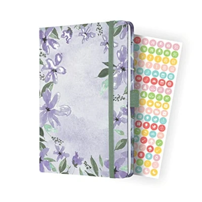 Image of SIGEL J4337 Jolie Weekly planner 2024, Loose Florals Lilac, 13,5 x 20,3 cm, hardcover, 174 pages, violet, Green