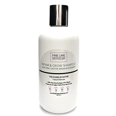Image of Fine Line Apothecary Repair &amp; Grow Shampoo 99% Natural Aloe Vera, Castor, Argan, Rosemary. Sulfate/Parabens Free. Gentle, Concentrated. pH 5.5 For Sensitive Skin. 250ml