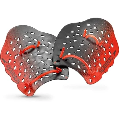 Image of Speedo unisex adult Training Power Plus swimming hand paddles, Red, Medium US