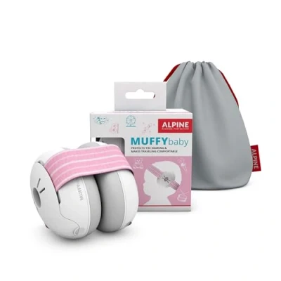 Image of Alpine Muffy Baby Ear Defender for Babies and Toddlers up to 36 Months CE &amp; UKCA Certified Noise Reduction Earmuffs Comfortable Headphones Against Hearing Damage Improves Sleep Pink