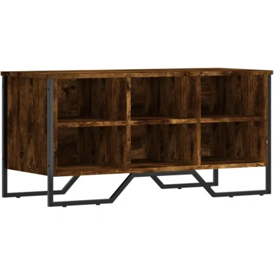 Image of vidaXL Shoe Cabinet Smoked Oak 90x38x45.5 cm Engineered Wood