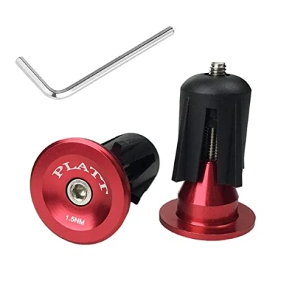 Image of PLATT Bicycle Bar End Plugs Aluminum Bike Handlebar Cap for Road Mountain BMX (Red)