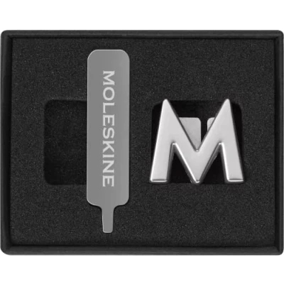Image of Moleskine Pin for Notebook or Planner Letter M, Pin, Customize The Elastic Closure, Special Customized Gift, Color Silver