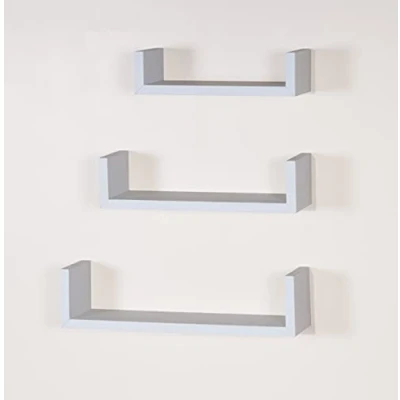 Image of Core Products Hudson Set of 3 Floating &quot;u&quot; Shape Wall Shelf Kit Matt White
